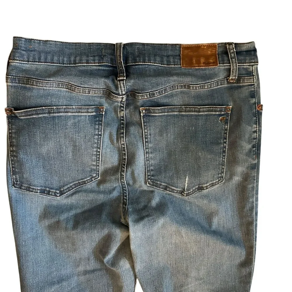 Madewell Medium Wash Button Fly Distressed Cali Demi Boot Stretchy Jeans Size 29